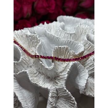 925 Sterling Silver Gold Plated Ruby Bracelet Length 7.5