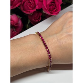 925 Sterling Silver Gold Plated Ruby Bracelet Length 7.5