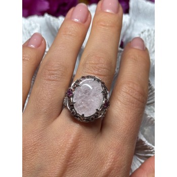925 Sterling Silver Morganite & Pink Spinel Ring Size 7