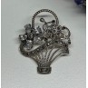 925 Sterling Silver CZ & Marcasites Flowers Brooch