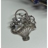 925 Sterling Silver CZ & Marcasites Flowers Brooch