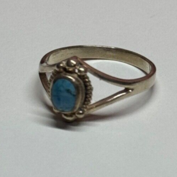 925 Sterling Silver Turquoise Ring Size 8