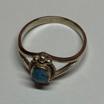 925 Sterling Silver Turquoise Ring Size 8