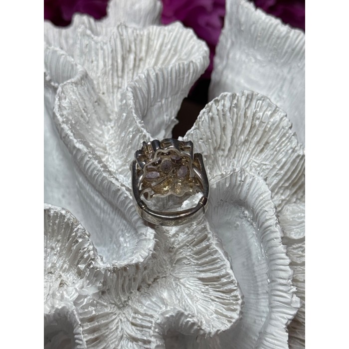 925 Sterling Silver Amethyst & Marcasite Ring Size 5