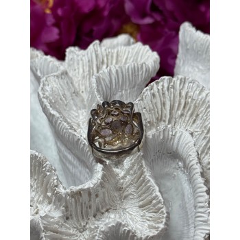 925 Sterling Silver Amethyst & Marcasite Ring Size 5