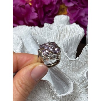 925 Sterling Silver Amethyst & Marcasite Ring Size 5