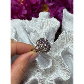 925 Sterling Silver Amethyst & Marcasite Ring Size 5