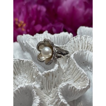 925 STERLING SILVER PEARL & WHITE SAPPHIRE 