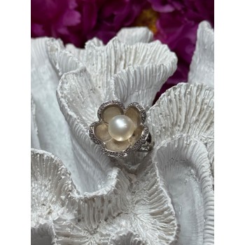 925 STERLING SILVER PEARL & WHITE SAPPHIRE 