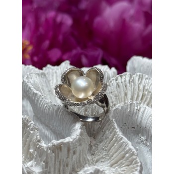 925 STERLING SILVER PEARL & WHITE SAPPHIRE 
