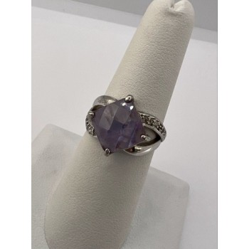 925 Sterling Silver Purple CZ Ring Size 6.5