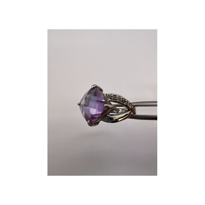 925 Sterling Silver Purple CZ Ring Size 6.5