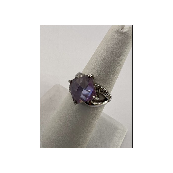 925 Sterling Silver Purple CZ Ring Size 6.5