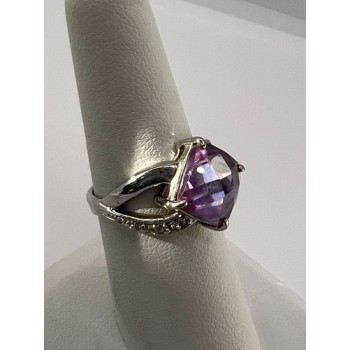 925 Sterling Silver Purple CZ Ring Size 6.5