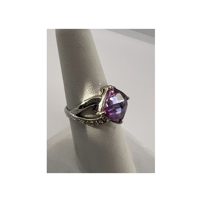 925 Sterling Silver Purple CZ Ring Size 6.5