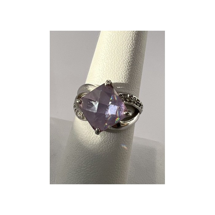 925 Sterling Silver Purple CZ Ring Size 6.5