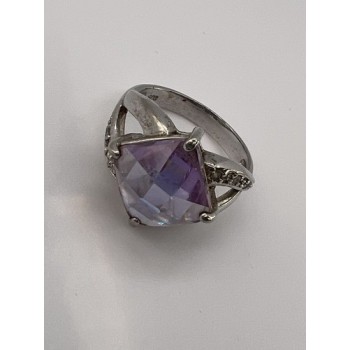 925 Sterling Silver Purple CZ Ring Size 6.5
