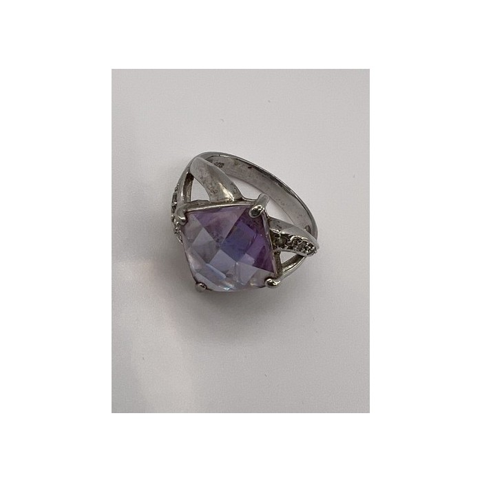 925 Sterling Silver Purple CZ Ring Size 6.5