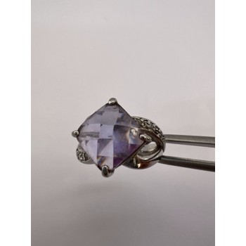925 Sterling Silver Purple CZ Ring Size 6.5