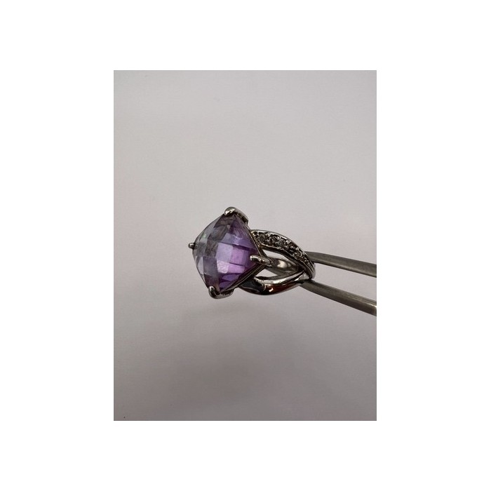 925 Sterling Silver Purple CZ Ring Size 6.5