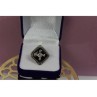 925 STERLING SILVER BLACK JADE, COLORLESS SAPPHIRE & MARCASITE RING SIZE 5.5