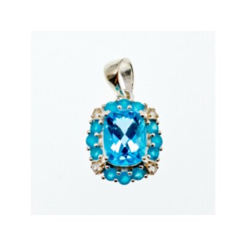 925 STERLING SILVER TOPAZ & BERYL PENDANT