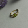 925 Sterling Silver Peridot & Colorless Quartz Ring Size 8