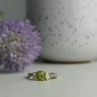 925 Sterling Silver Peridot & Colorless Quartz Ring Size 8