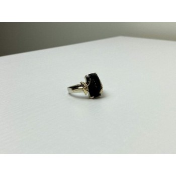 925 Sterling Silver Gold Plated Black Onyx Ring Size 8.5