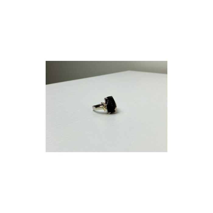 925 Sterling Silver Gold Plated Black Onyx Ring Size 8.5