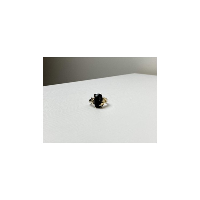 925 Sterling Silver Gold Plated Black Onyx Ring Size 8.5