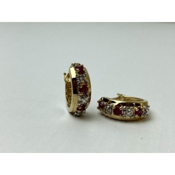925 Sterling Silver Gold Plated Ruby Earrings
