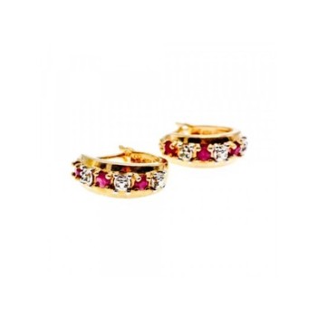 925 Sterling Silver Gold Plated Ruby Earrings