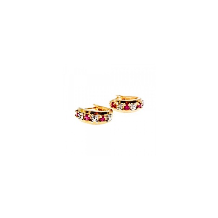925 Sterling Silver Gold Plated Ruby Earrings