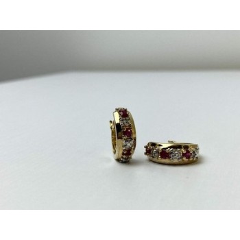 925 Sterling Silver Gold Plated Ruby Earrings