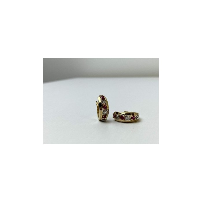 925 Sterling Silver Gold Plated Ruby Earrings