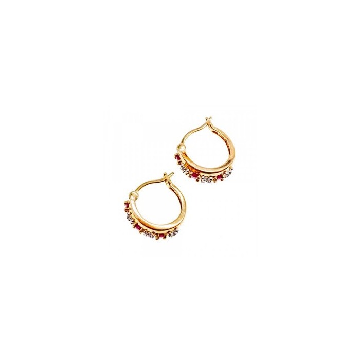 925 Sterling Silver Gold Plated Ruby Earrings