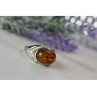 925 Sterling Silver Amber Ring Size 8.5