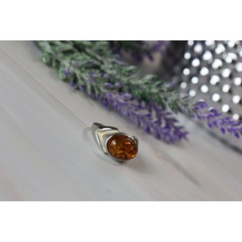 925 Sterling Silver Amber Ring Size 8.5