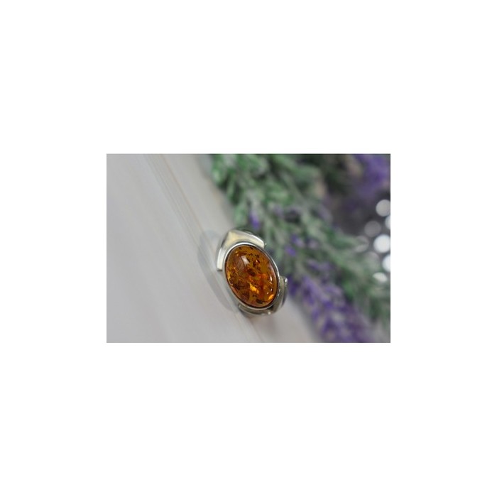 925 Sterling Silver Amber Ring Size 8.5