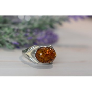 925 Sterling Silver Amber Ring Size 8.5