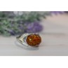 925 Sterling Silver Amber Ring Size 8.5