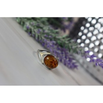 925 Sterling Silver Amber Ring Size 8.5