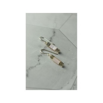 925 Sterling Silver Pink Mother of Pearl & Marcasites Earrings