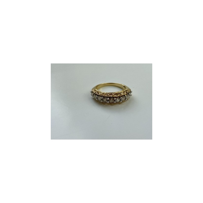 925 Sterling Silver Gold Plated White CZ Ring Size 7