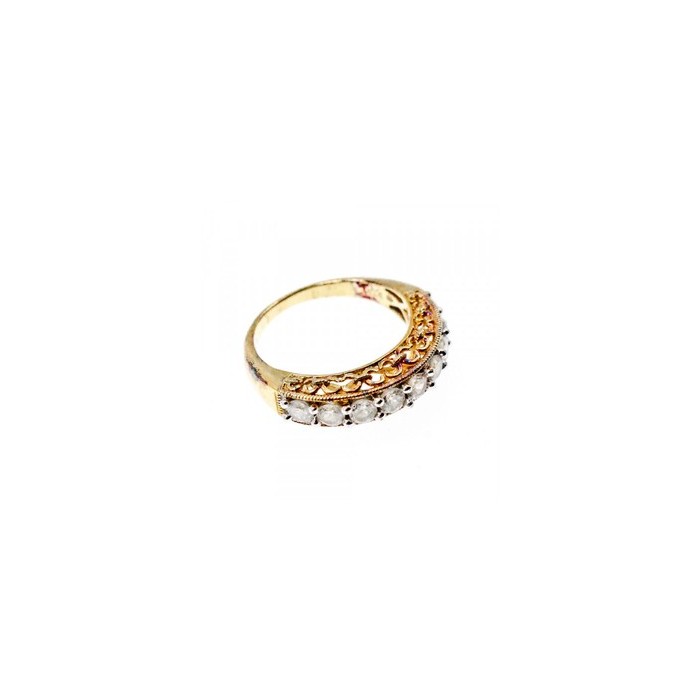 925 Sterling Silver Gold Plated White CZ Ring Size 7
