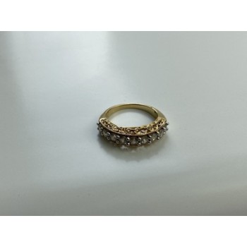 925 Sterling Silver Gold Plated White CZ Ring Size 7