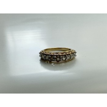 925 Sterling Silver Gold Plated White CZ Ring Size 7
