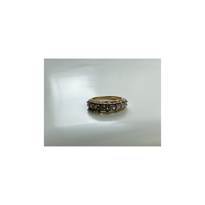 925 Sterling Silver Gold Plated White CZ Ring Size 7