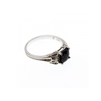 925 Sterling Silver Black Spinel & Beryl Ring Size 9.5